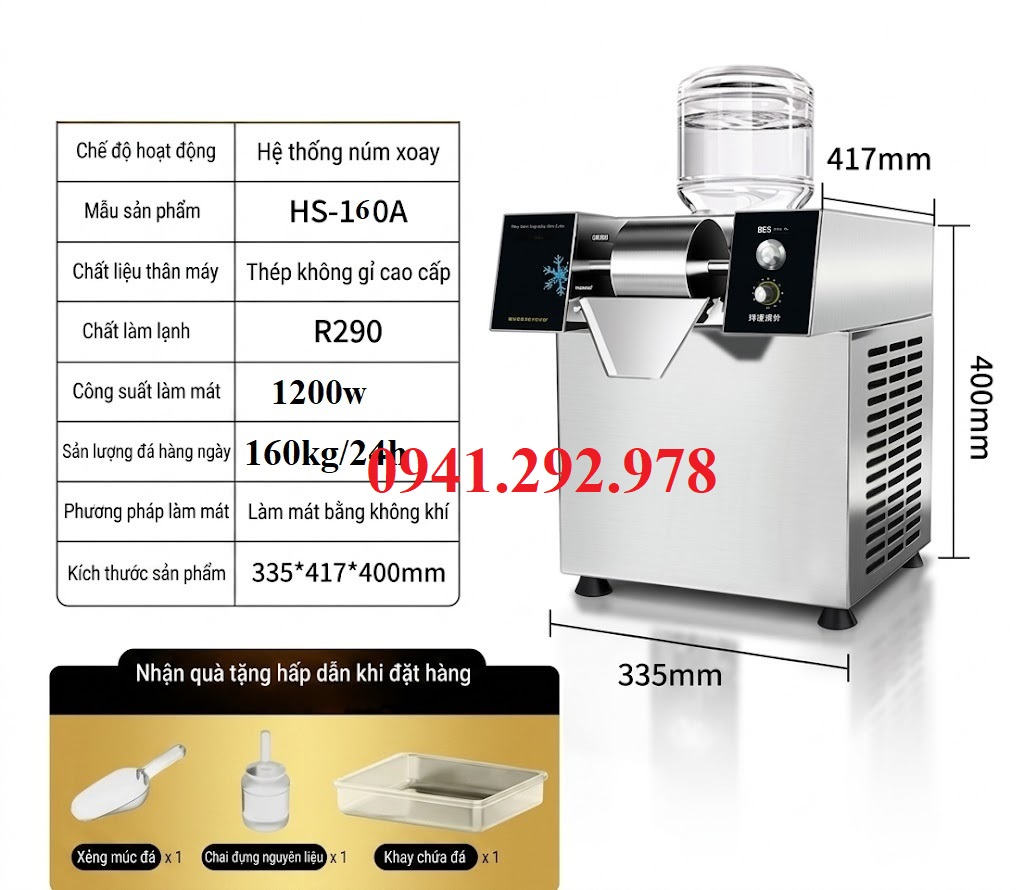 MÁY LÀM KEM TUYẾT BINGSU 1200W, ĐIỀU KHIỂN CƠ