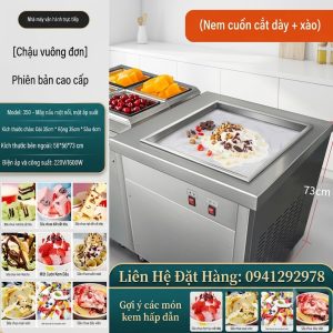 Máy Làm Kem Cuộn Chảo Vuông Đơn Model 350 - Công Suất 1600W, Kích Thước 56x56x73cm, Làm Kem Siêu Tốc, Bền Bỉ Tiết Kiệm