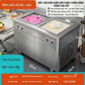 Máy Làm Kem Cuộn Chảo Vuông Đôi , Làm Kem Siêu Tốc, Bền Bỉ Tiết Kiệm