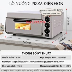 Lò Nướng Pizza Điện Đơn DS-EP-1 Thương Hiệu Cao Cấp, Công Suất 2000W, Kiểm Soát Nhiệt 50-350°C, Bền Bỉ, Tiện Lợi
