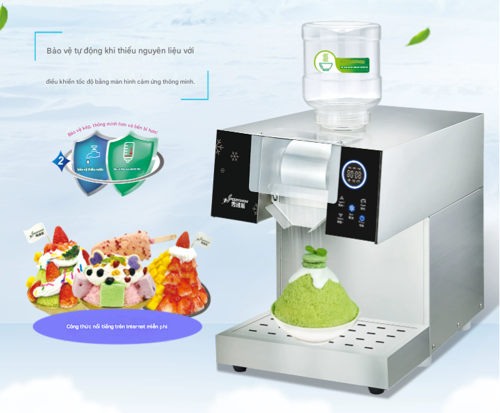 Máy làm kem tuyết bingsu 900w, màn hình cảm ứng