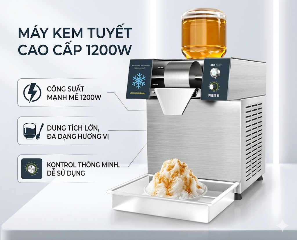 MÁY LÀM KEM TUYẾT BINGSU 1200W, ĐIỀU KHIỂN CƠ - Ảnh 4