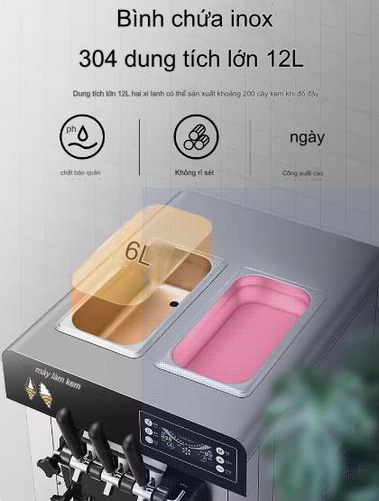 Máy làm kem tươi để bàn 3 vòi - Ảnh 5