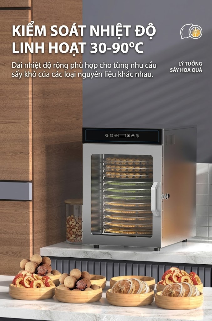 Máy Sấy Thực Phẩm 12 khay Xoay 360°, thương hiệu UCK - Công Nghệ Cảm Ứng Thông Minh - Ảnh 8