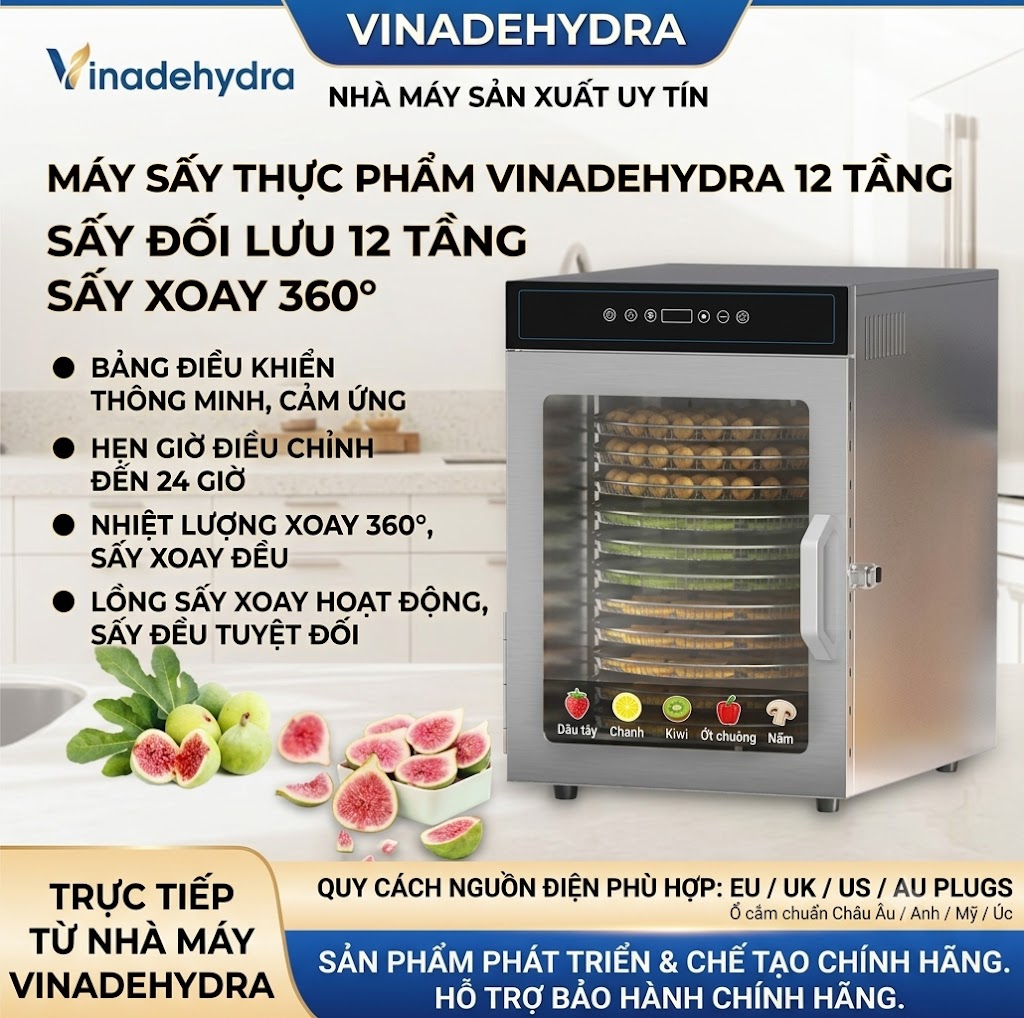 Máy Sấy Thực Phẩm 12 khay Xoay 360°, thương hiệu UCK - Công Nghệ Cảm Ứng Thông Minh - Ảnh 10
