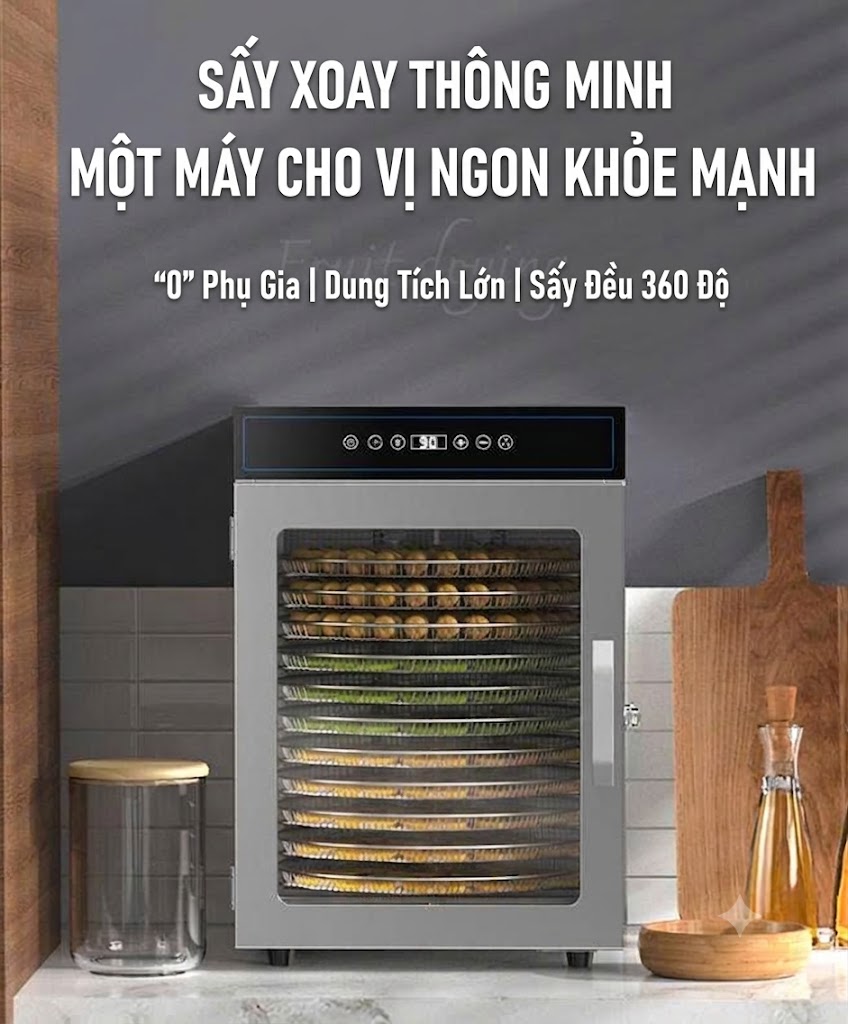Máy Sấy Thực Phẩm 12 khay Xoay 360°, thương hiệu UCK - Công Nghệ Cảm Ứng Thông Minh - Ảnh 4