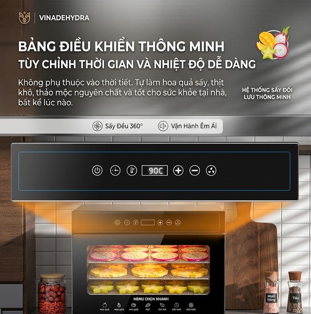 Máy Sấy Thực Phẩm 12 khay Xoay 360°, thương hiệu UCK - Công Nghệ Cảm Ứng Thông Minh - Ảnh 5