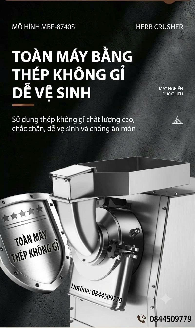 Máy Nghiền Dược Liệu MBF-8720SS/8740S - Công Suất 3200W, Làm Mát Bằng Nước, Khô/Mịn Siêu Tốc Inox 304 - Ảnh 2