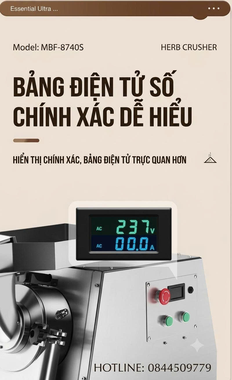 Máy Nghiền Dược Liệu MBF-8720SS/8740S - Công Suất 3200W, Làm Mát Bằng Nước, Khô/Mịn Siêu Tốc Inox 304 - Ảnh 3
